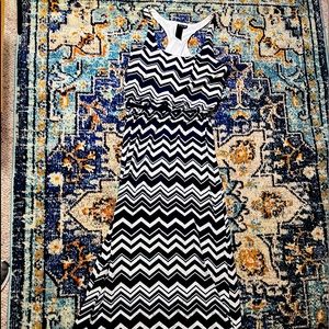 Blue and white chevron maxi dress.